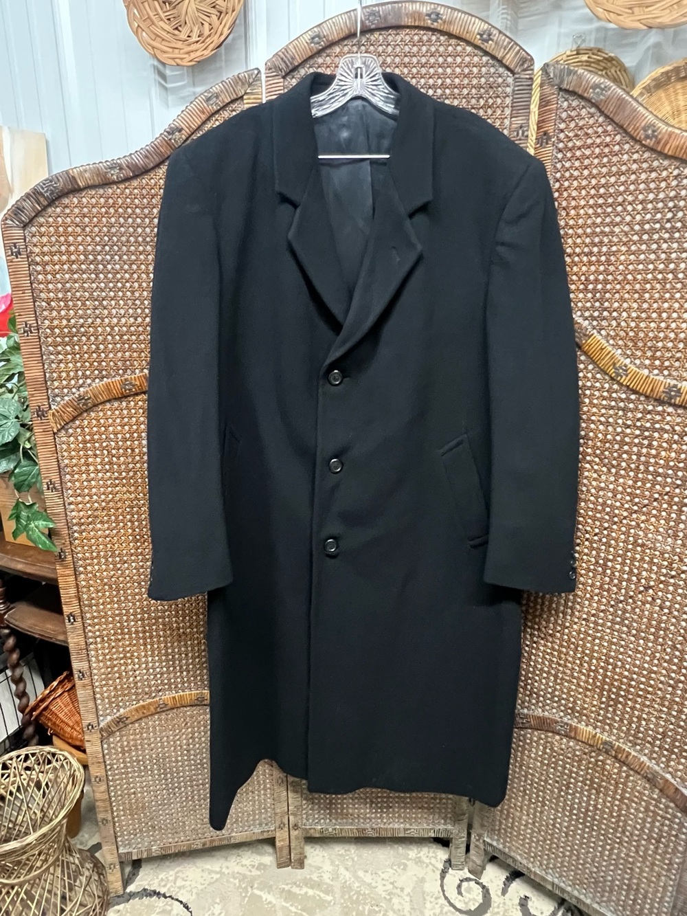 Mens cashmere blend dress coat Di Silver Bulgaria size 48R black overcoat